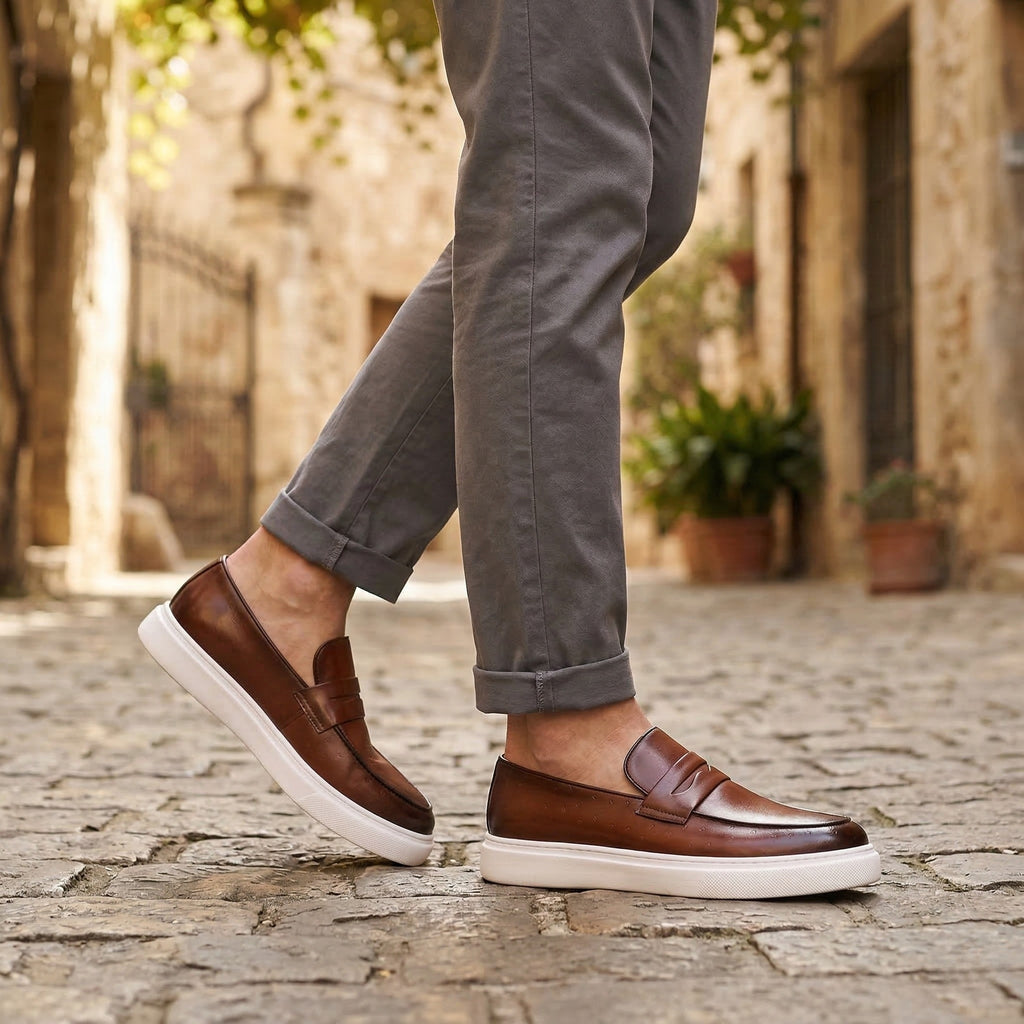Men’s Slip-On Loafer Shoes – Round Toe Low Top Design