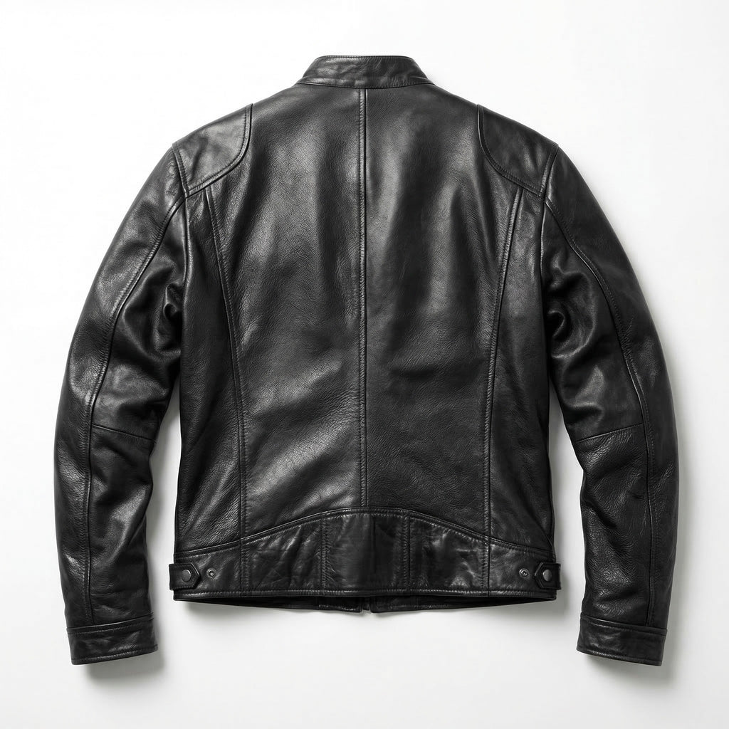 Men’s Faux Leather Zip-Up Jacket – Multi-Pocket Slim Fit Design
