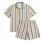 Men’s Striped Two Piece Set – Short Sleeve Shirt and Shorts
