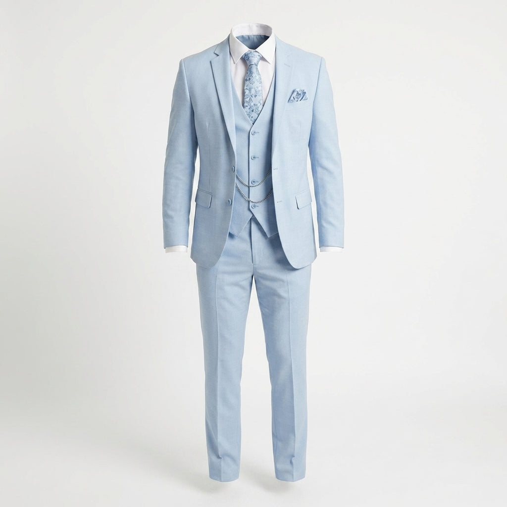 Men’s Tailored Fit 3-Piece Suit – Single Breasted Two Buttons Wedding