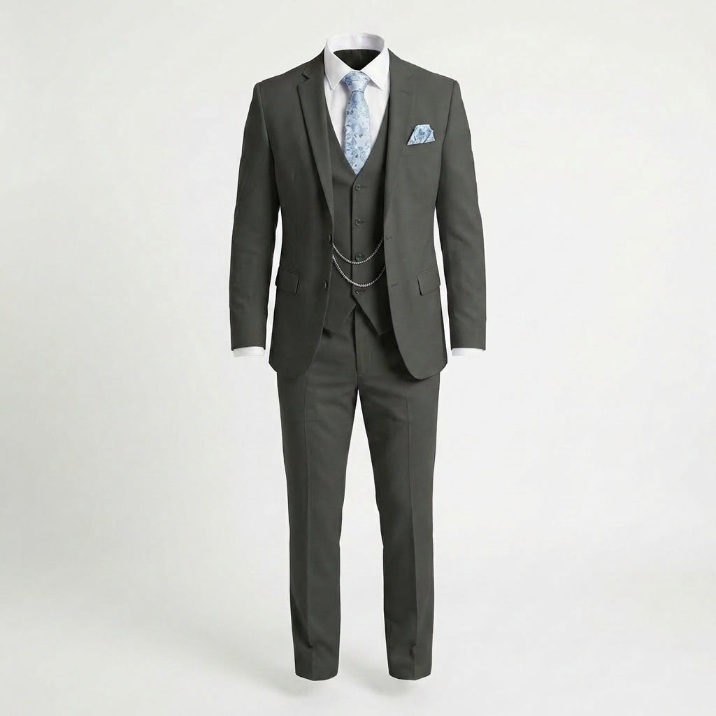 Men’s Tailored Fit 3-Piece Suit – Single Breasted Two Buttons Wedding