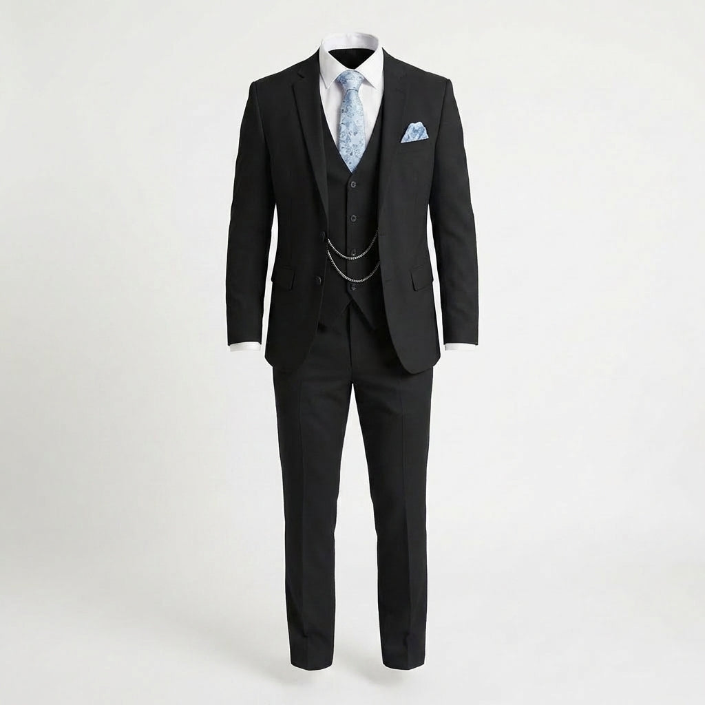 Men’s Tailored Fit 3-Piece Suit – Single Breasted Two Buttons Wedding