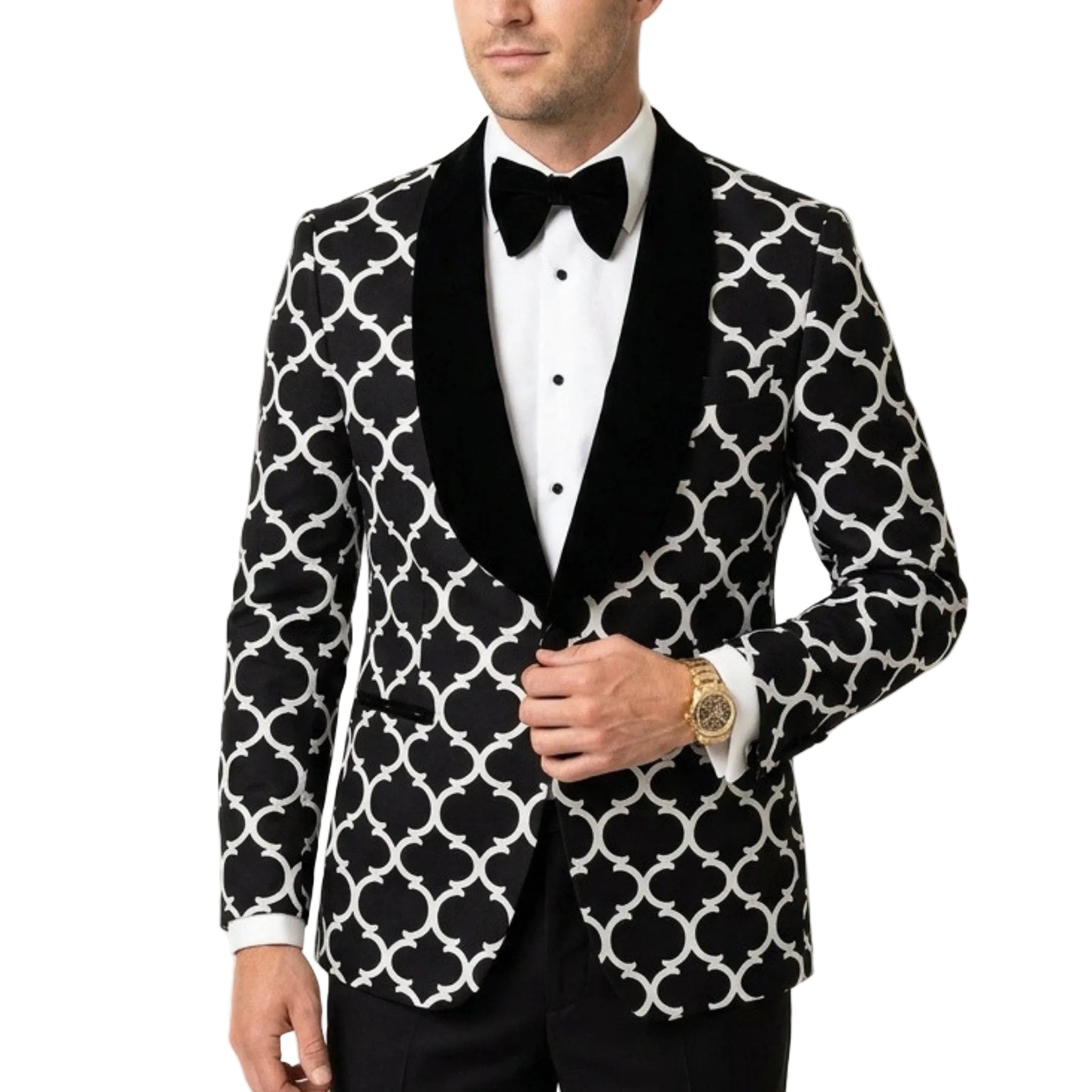 Men’s Tailored Fit Checkered Suit – Single Breasted One Button Party