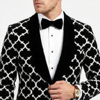 Men’s Tailored Fit Checkered Suit – Single Breasted One Button Party