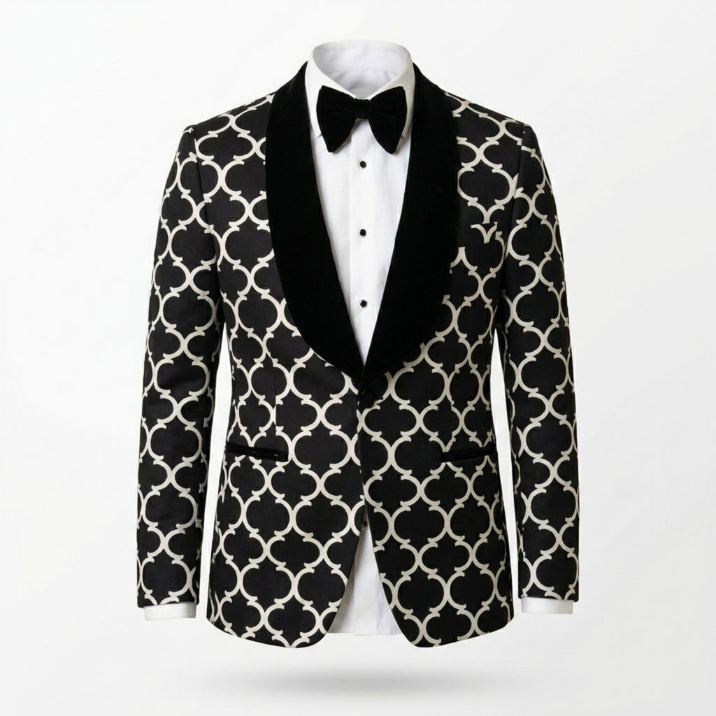 Men’s Tailored Fit Checkered Suit – Single Breasted One Button Party