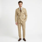 Men’s Tailored Fit 2-Piece Solid Colour Suit – Double Breasted Six Buttons Wedding