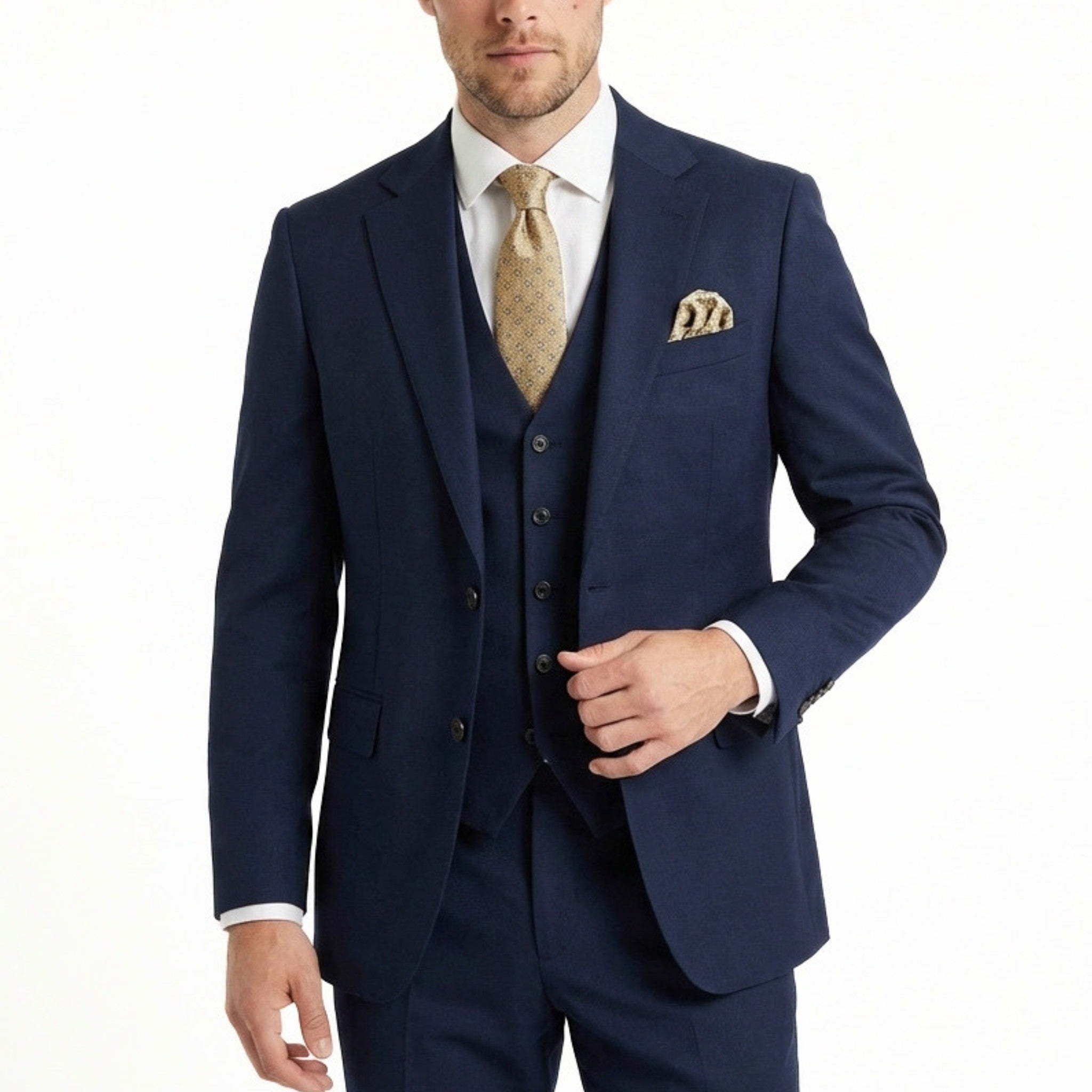 Men’s Tailored Fit 3-Piece Suit – Single Breasted One Button Wedding