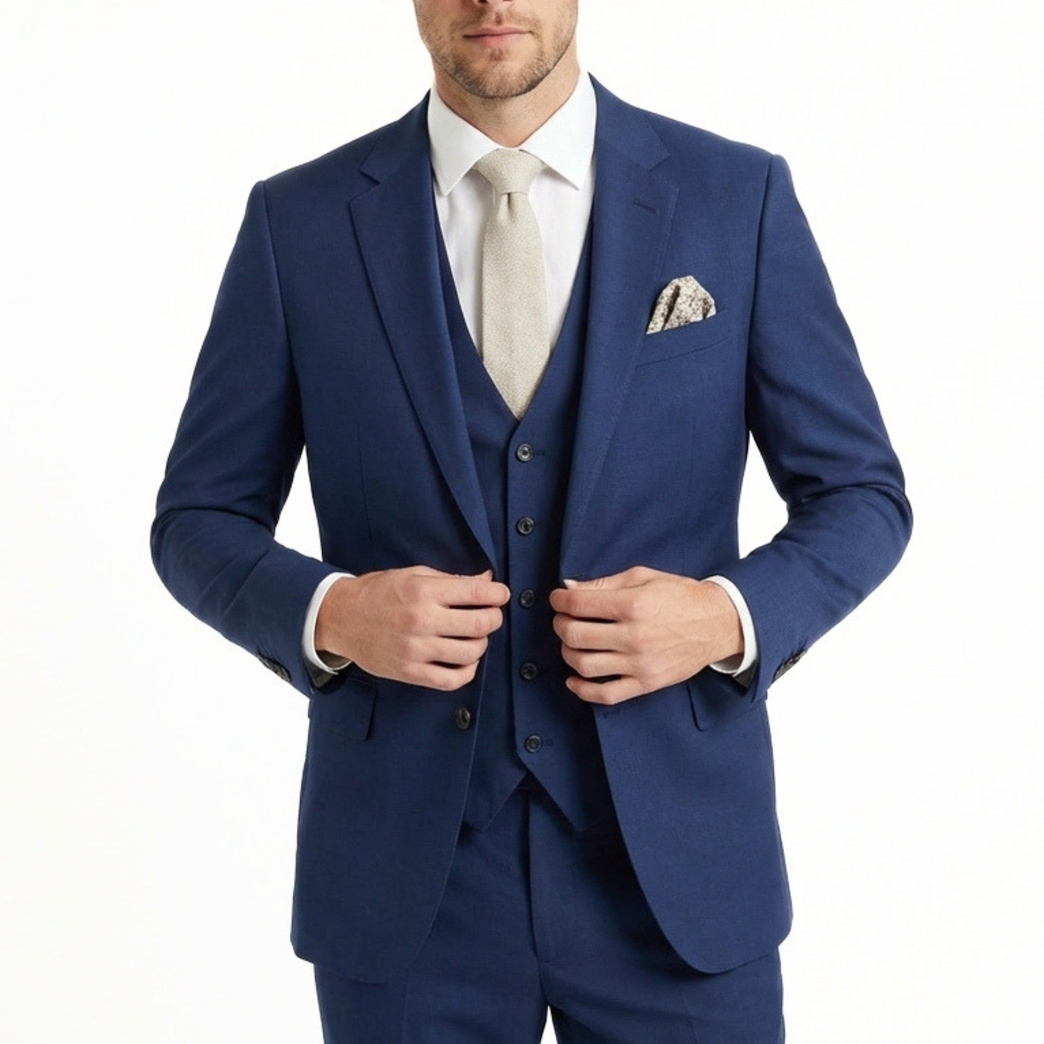 Men’s Tailored Fit 3-Piece Suit – Single Breasted One Button Wedding