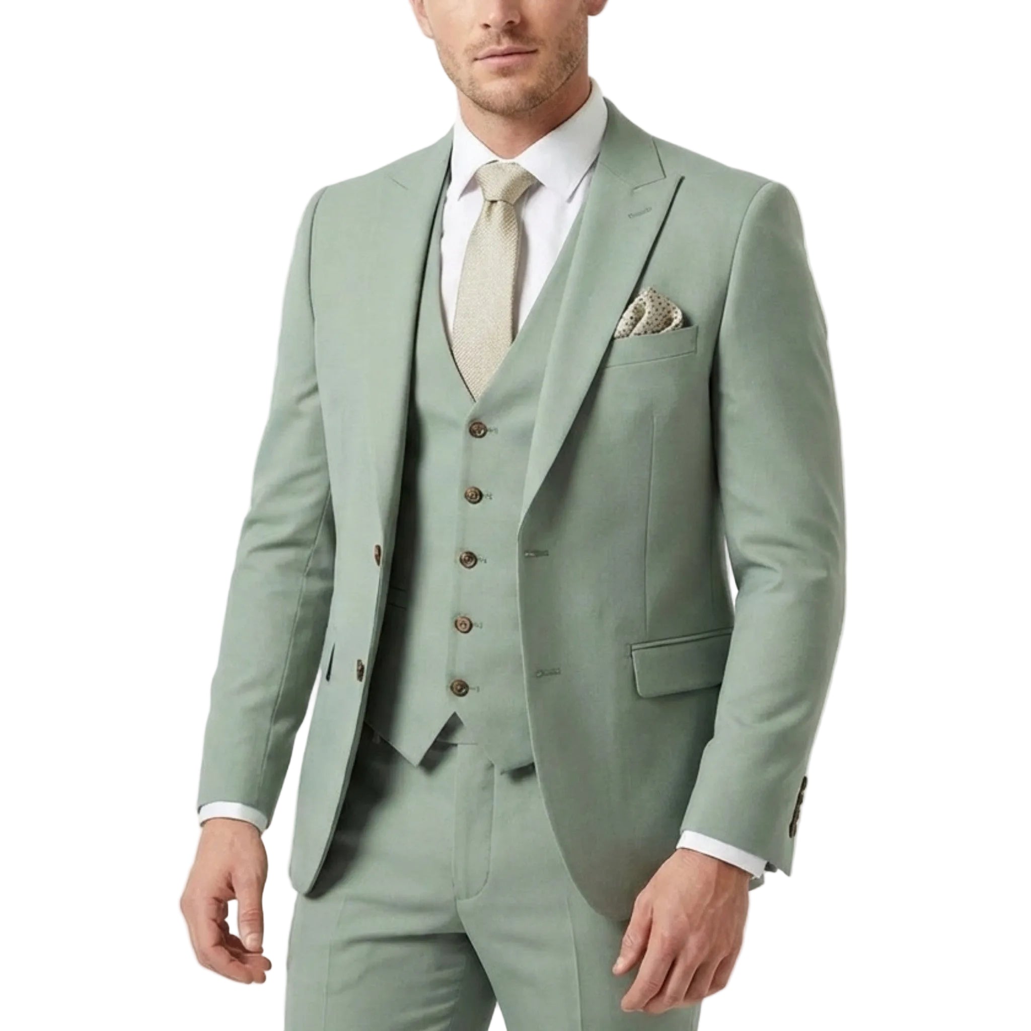 Men’s Tailored Fit 3-Piece Suit – Single Breasted One Button Wedding