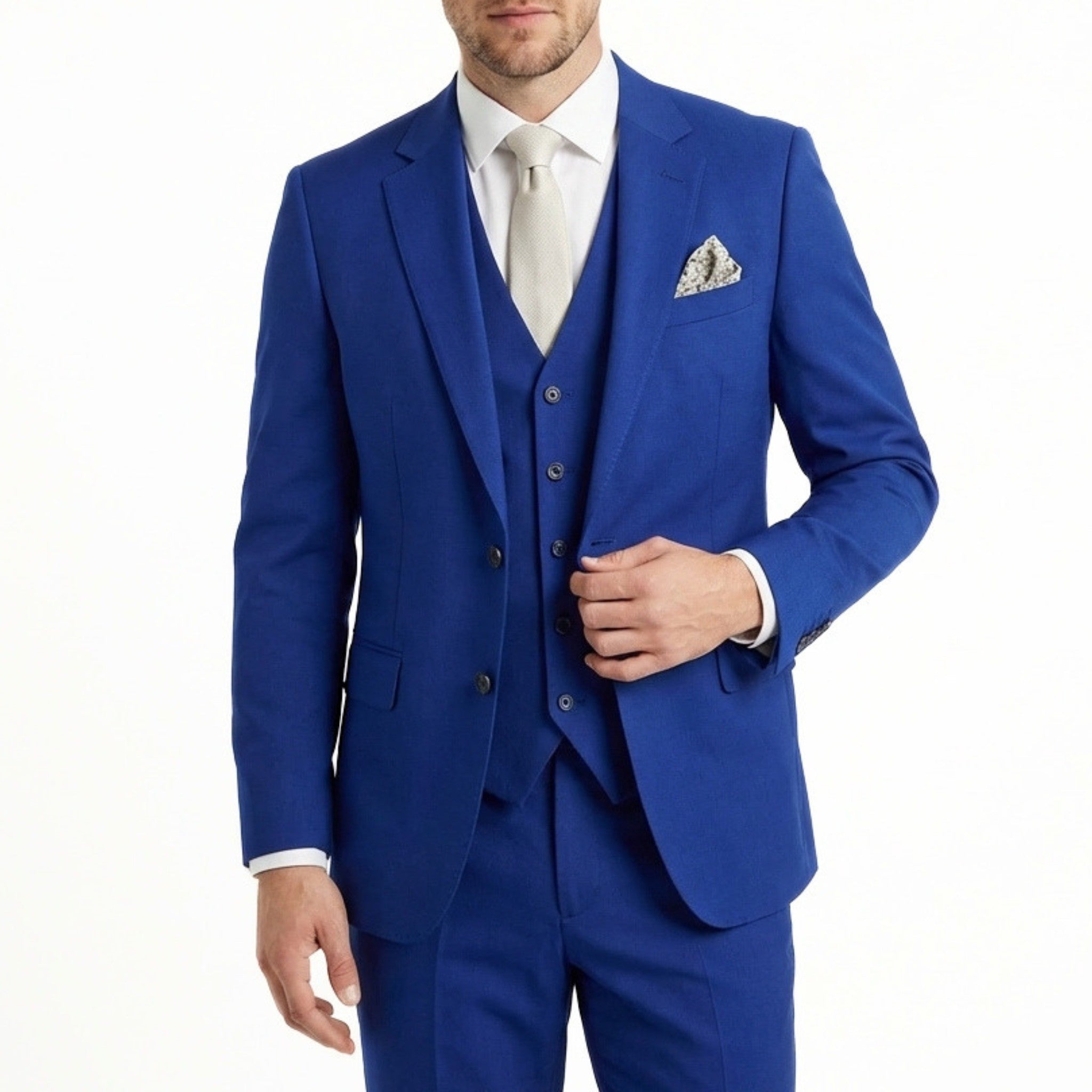 Men’s Tailored Fit 3-Piece Suit – Single Breasted One Button Wedding