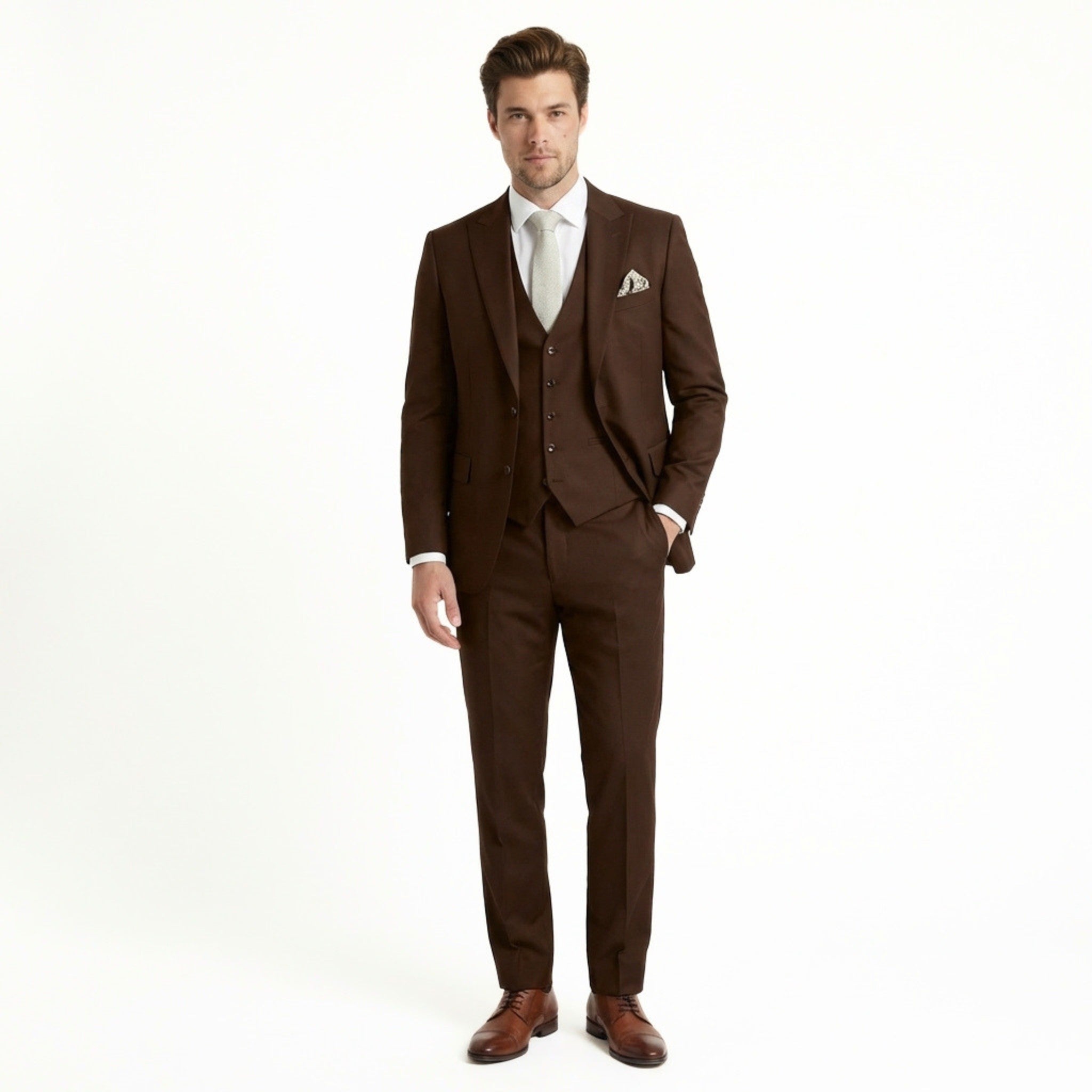 Men’s Tailored Fit 3-Piece Suit – Single Breasted One Button Wedding