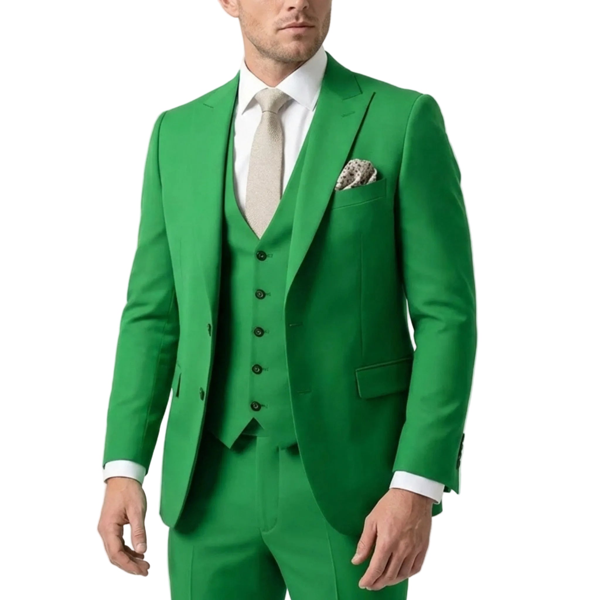 Men’s Tailored Fit 3-Piece Suit – Single Breasted One Button Wedding
