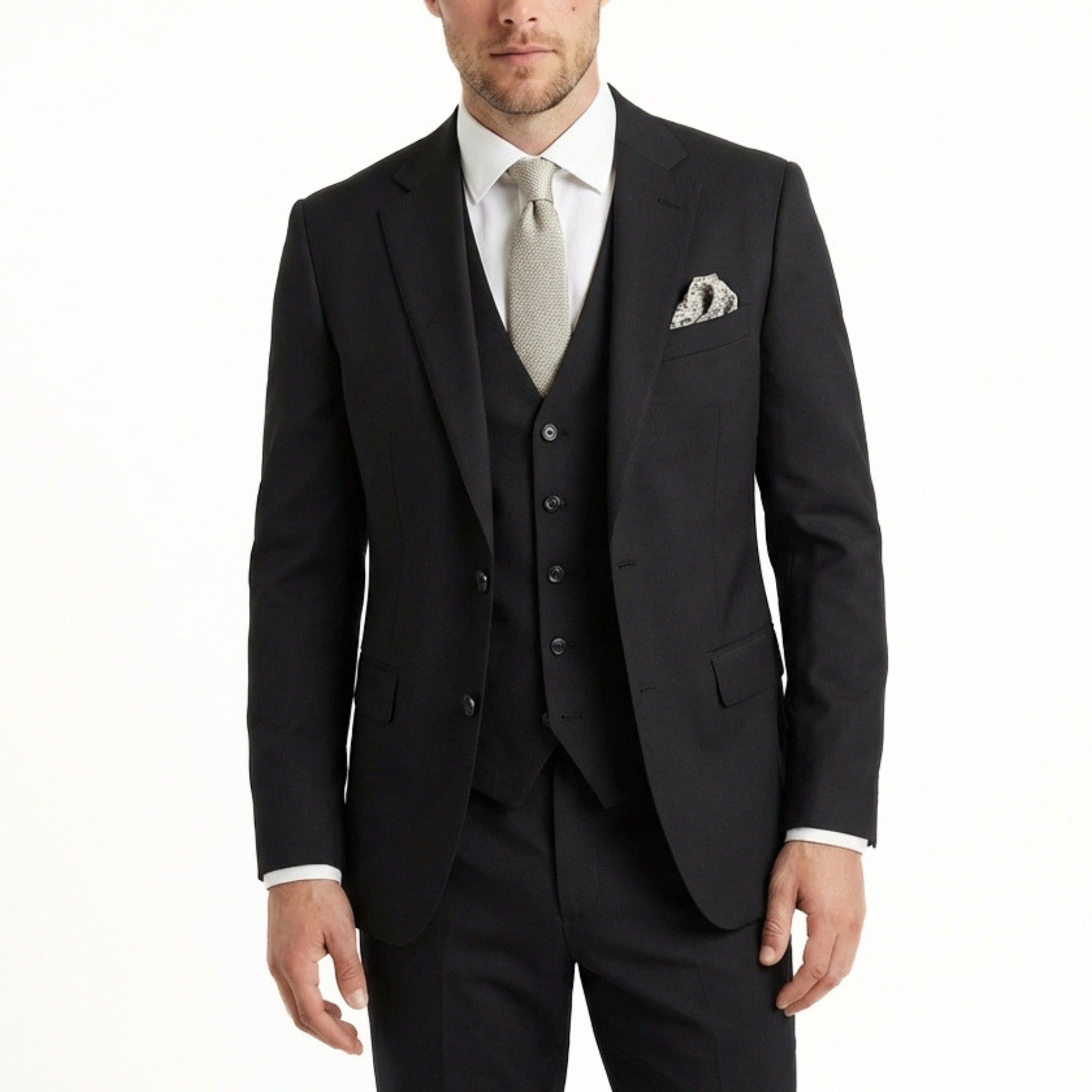 Men’s Tailored Fit 3-Piece Suit – Single Breasted One Button Wedding