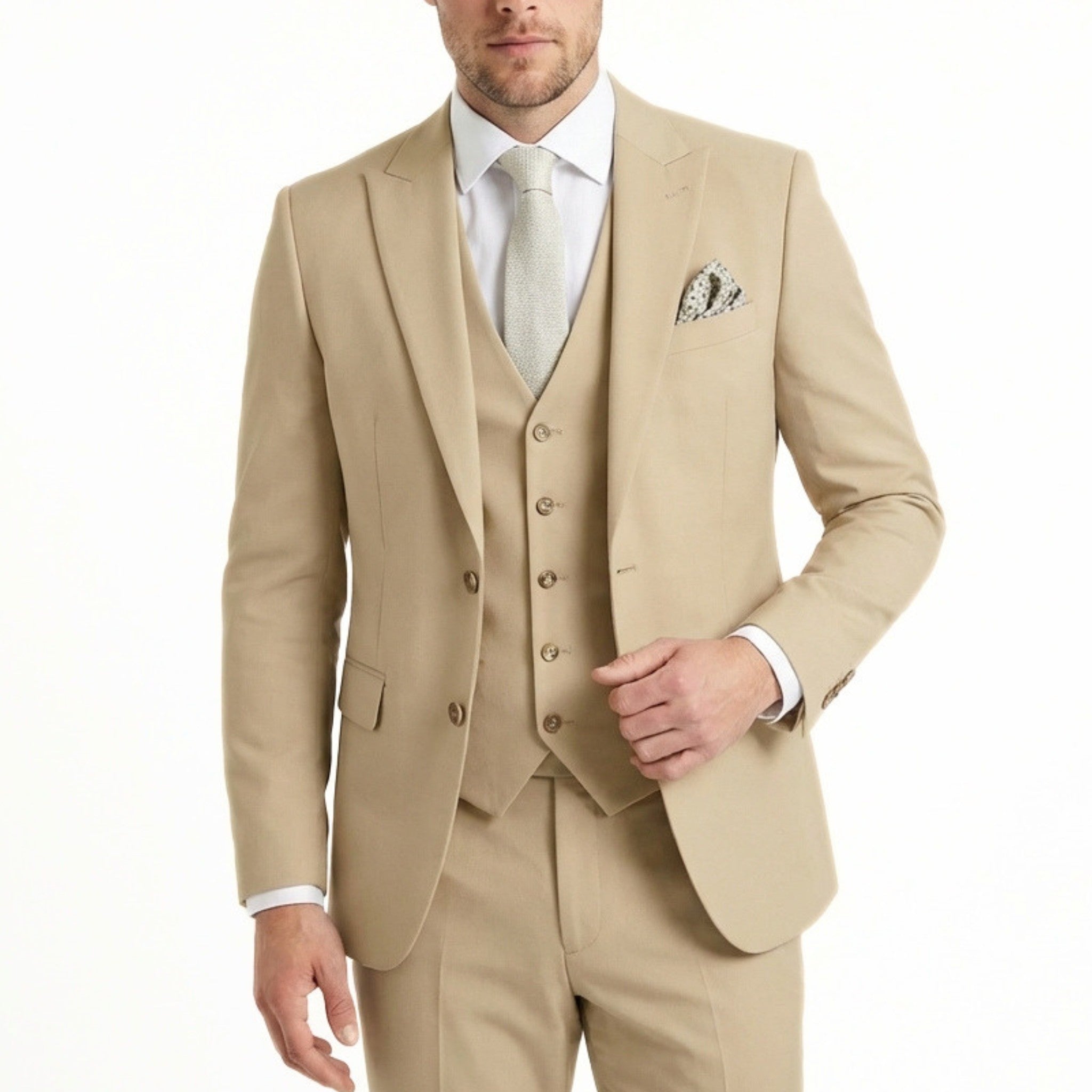 Men’s Tailored Fit 3-Piece Suit – Single Breasted One Button Wedding