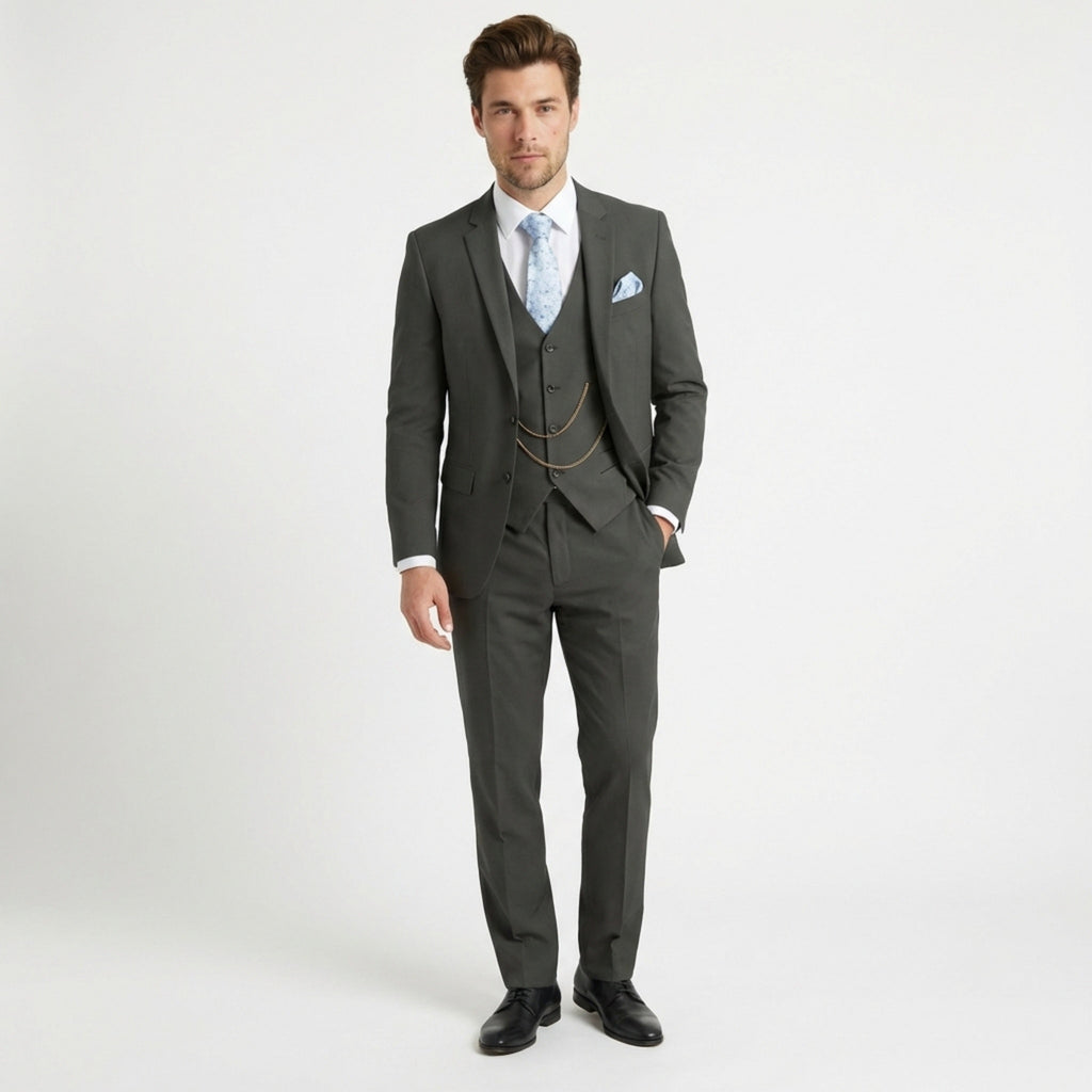 Men’s Tailored Fit 3-Piece Suit – Single Breasted Two Buttons Wedding