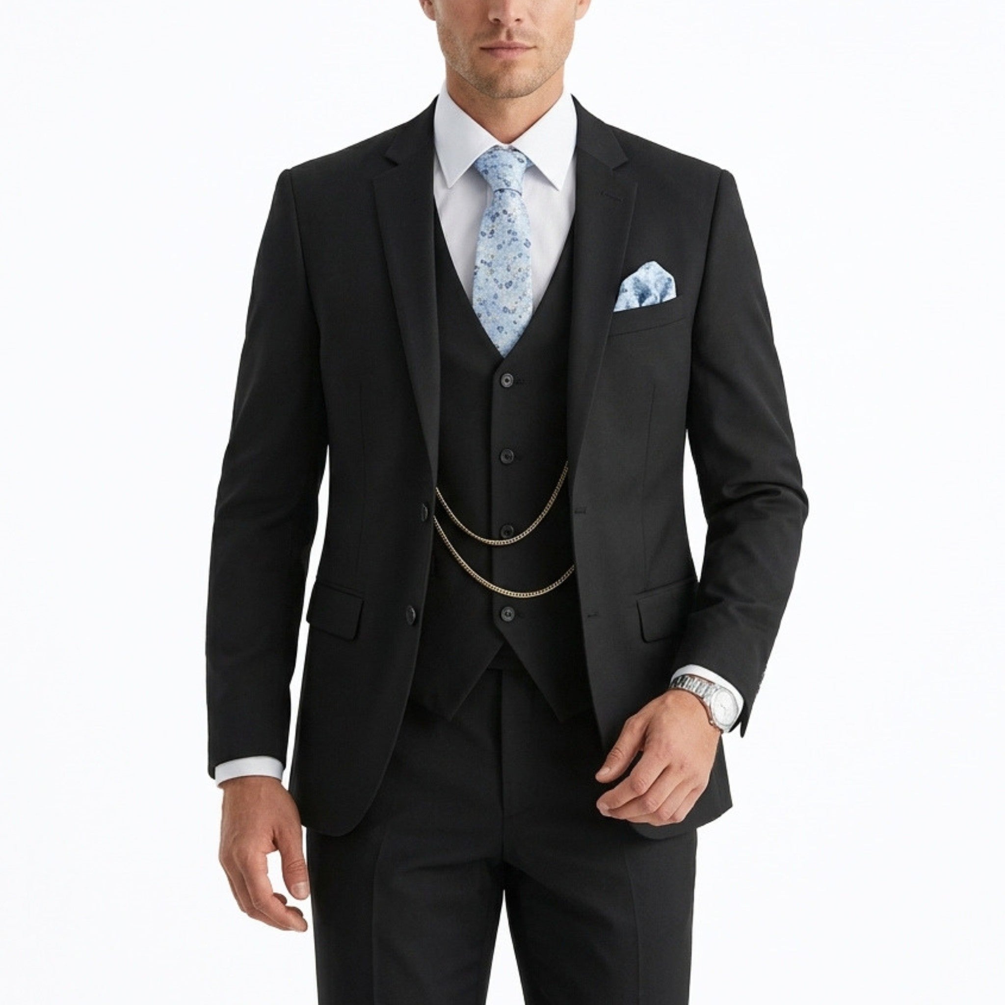 Men’s Tailored Fit 3-Piece Suit – Single Breasted Two Buttons Wedding