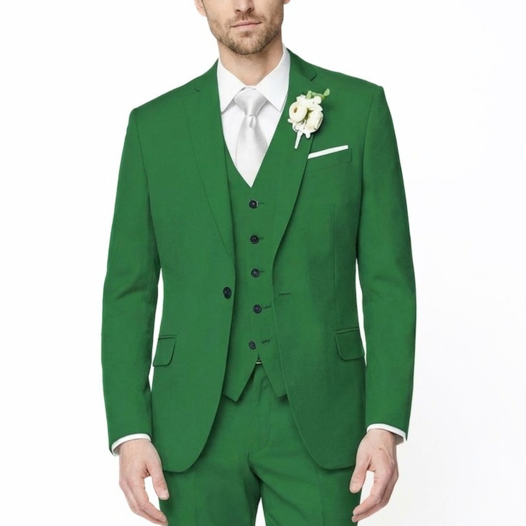 Men’s Formal Notch Tailored Fit Suit – Single Breasted One Button Wedding Party
