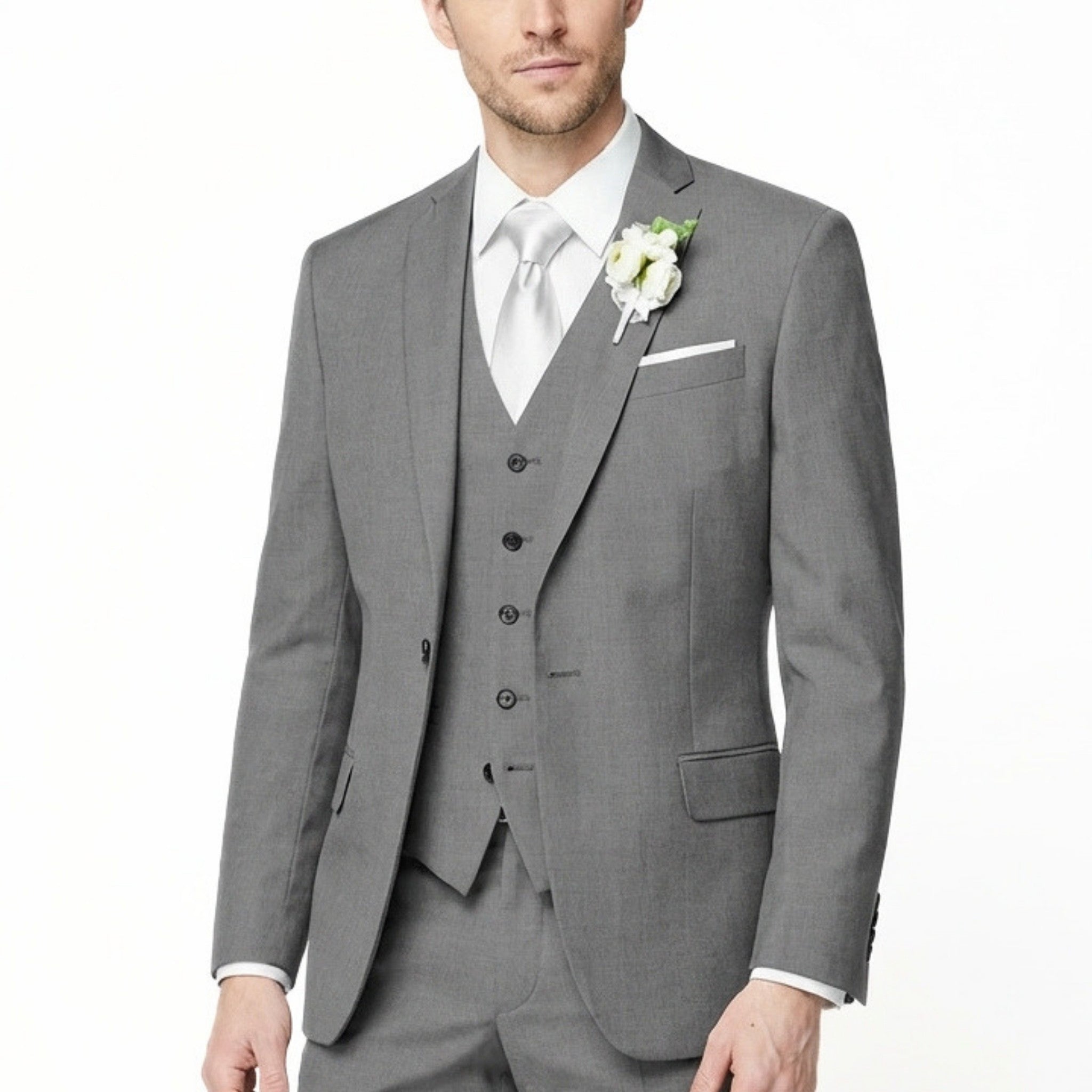 Men’s Formal Notch Tailored Fit Suit – Single Breasted One Button Wedding Party