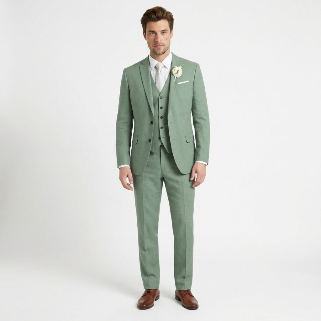 Men’s Formal Notch Tailored Fit Suit – Single Breasted One Button Wedding Party