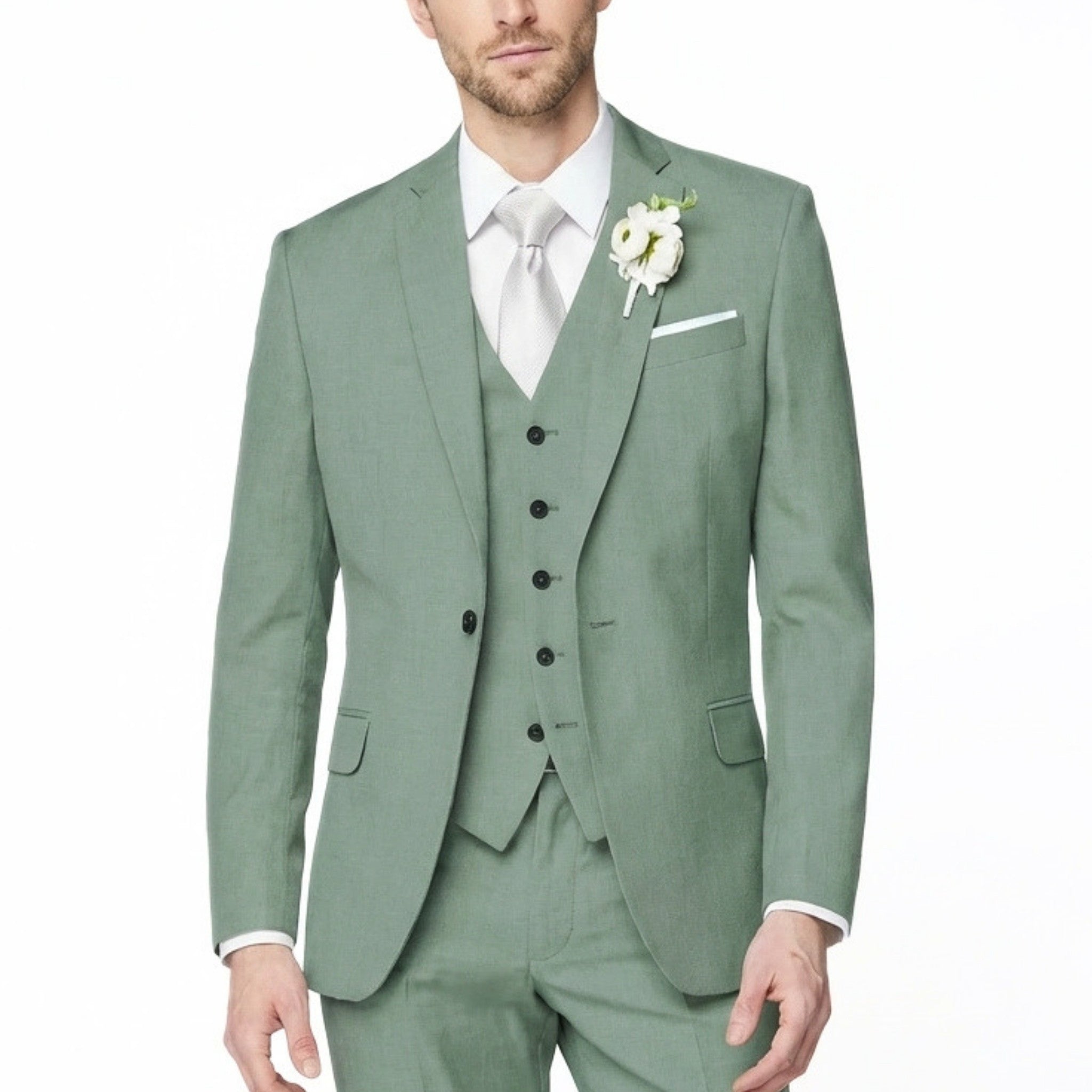 Men’s Formal Notch Tailored Fit Suit – Single Breasted One Button Wedding Party