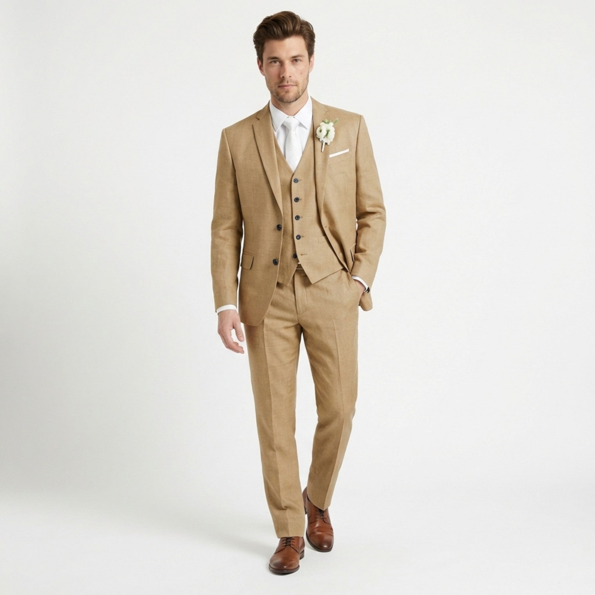 Men’s Formal Notch Tailored Fit Suit – Single Breasted One Button Wedding Party
