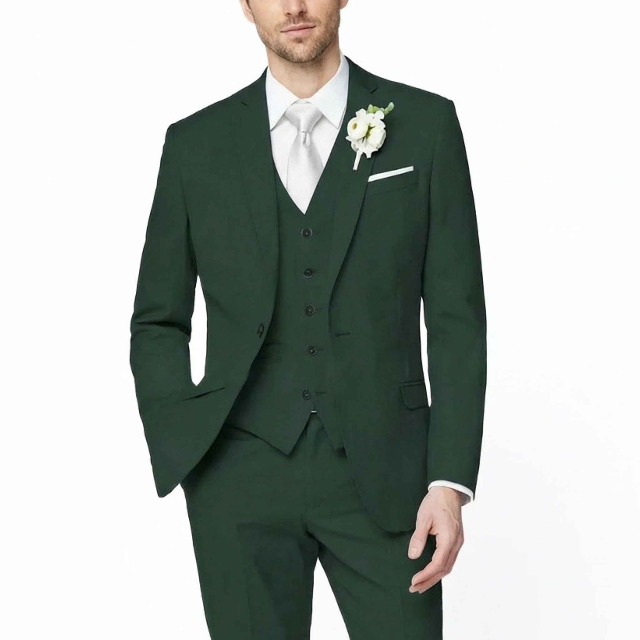 Men’s Formal Notch Tailored Fit Suit – Single Breasted One Button Wedding Party