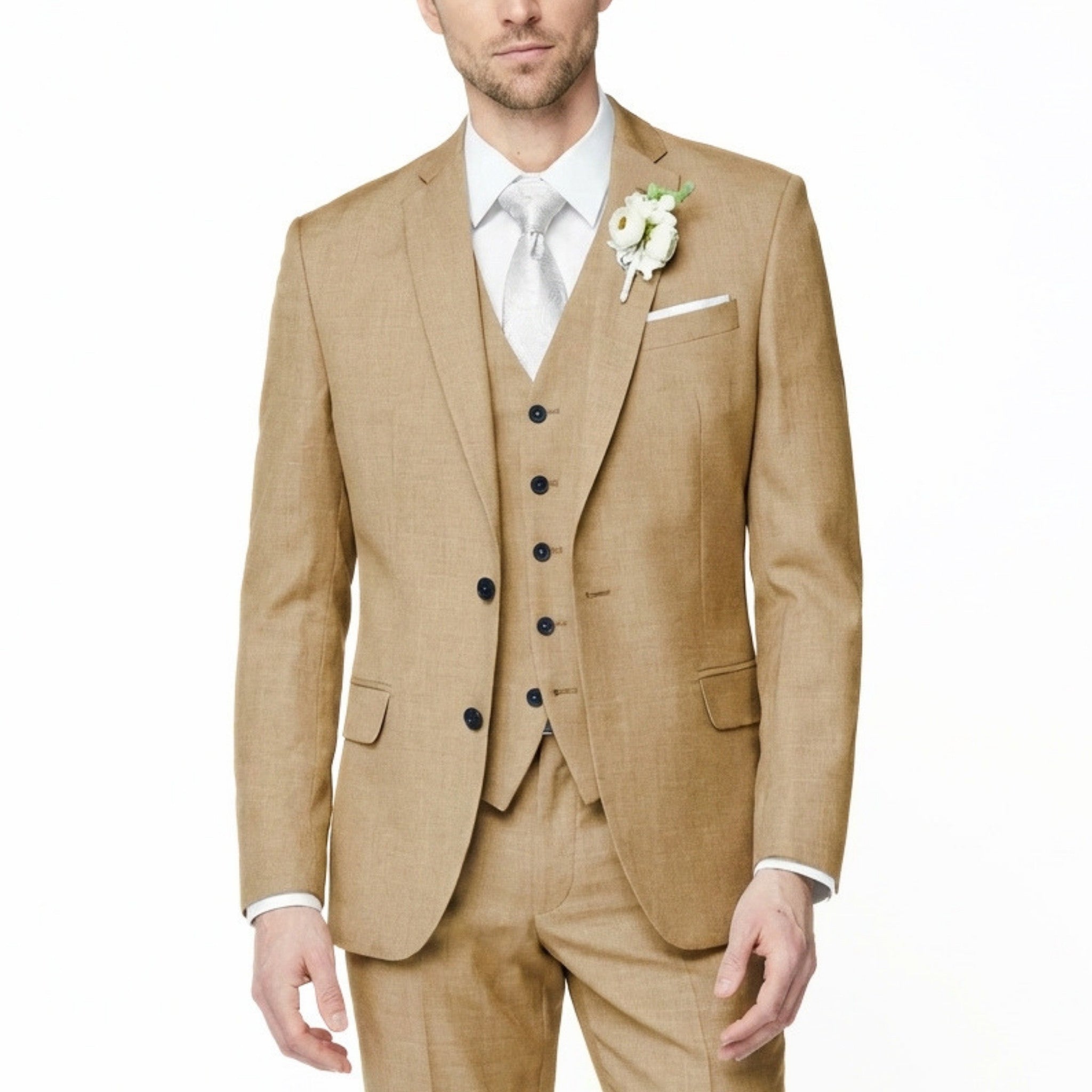 Men’s Formal Notch Tailored Fit Suit – Single Breasted One Button Wedding Party