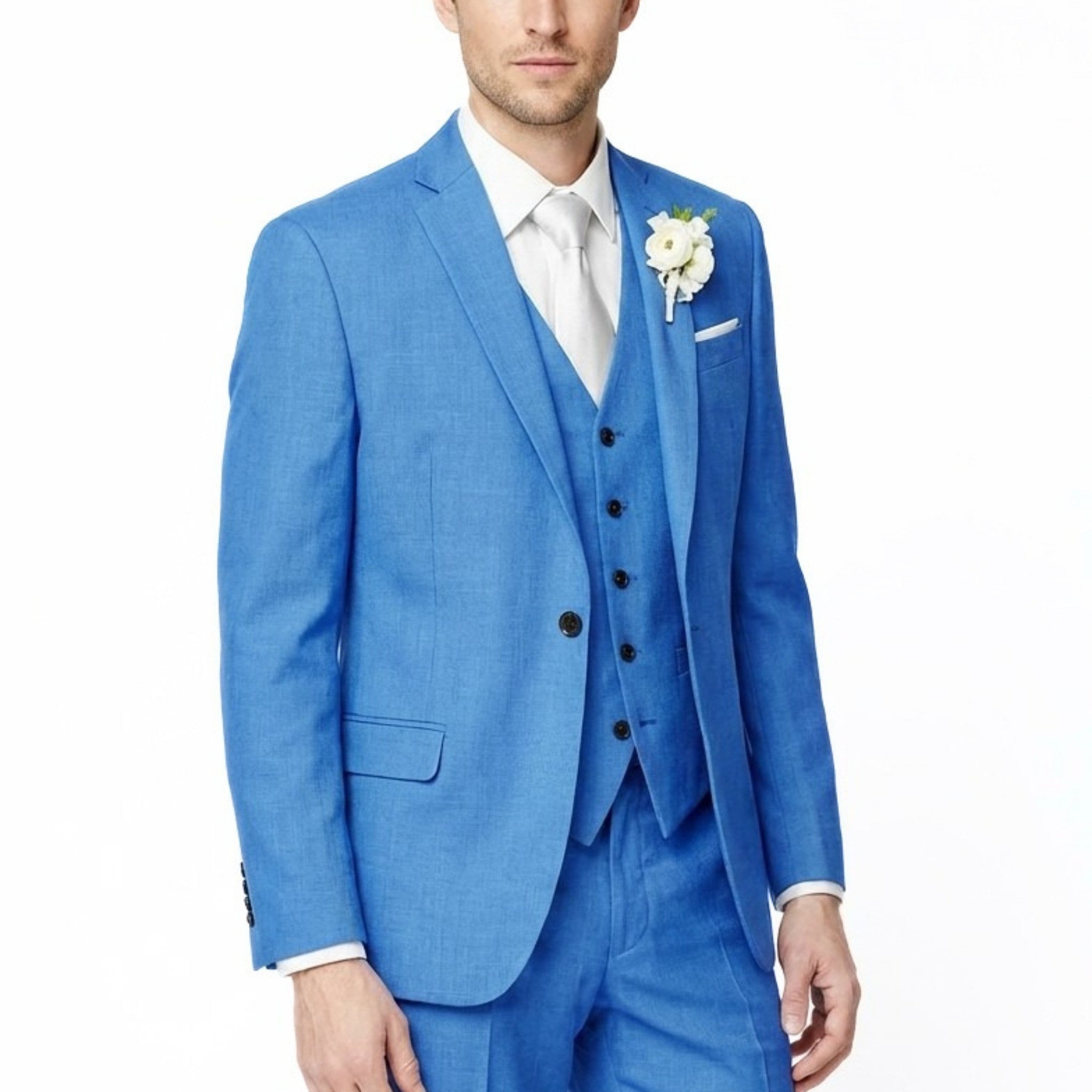 Men’s Formal Notch Tailored Fit Suit – Single Breasted One Button Wedding Party
