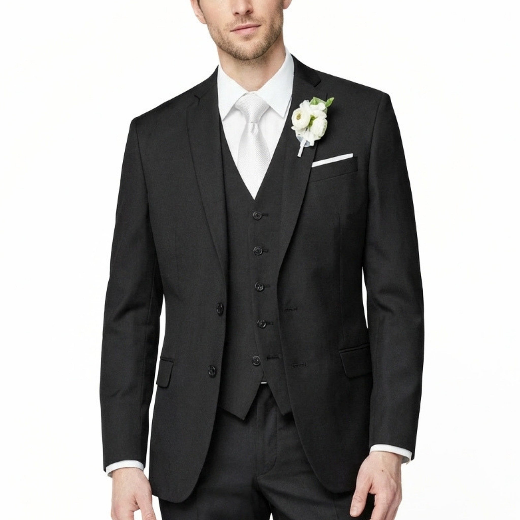 Men’s Formal Notch Tailored Fit Suit – Single Breasted One Button Wedding Party