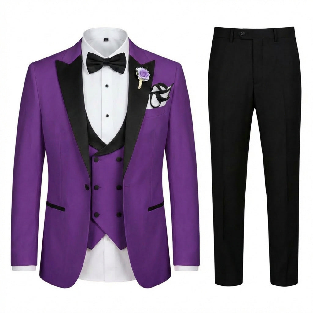 Men’s Tailored Single Breasted Suit Set – One Button Three Piece