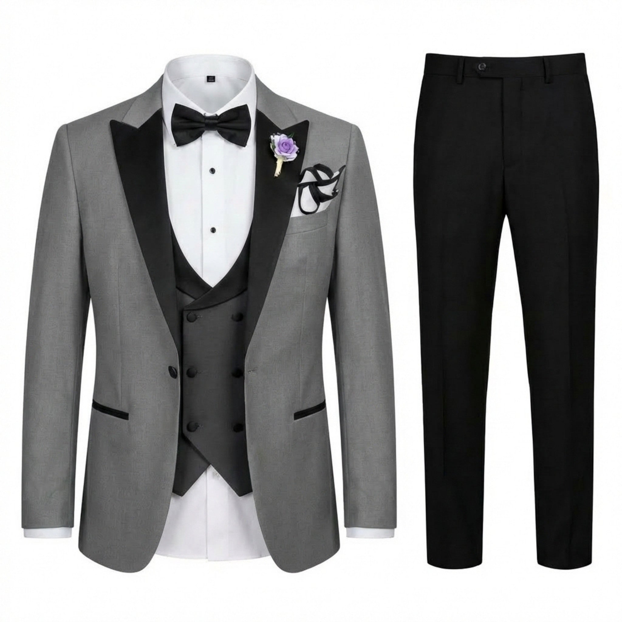 Men’s Tailored Single Breasted Suit Set – One Button Three Piece
