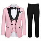 Men’s Tailored Single Breasted Suit Set – One Button Three Piece