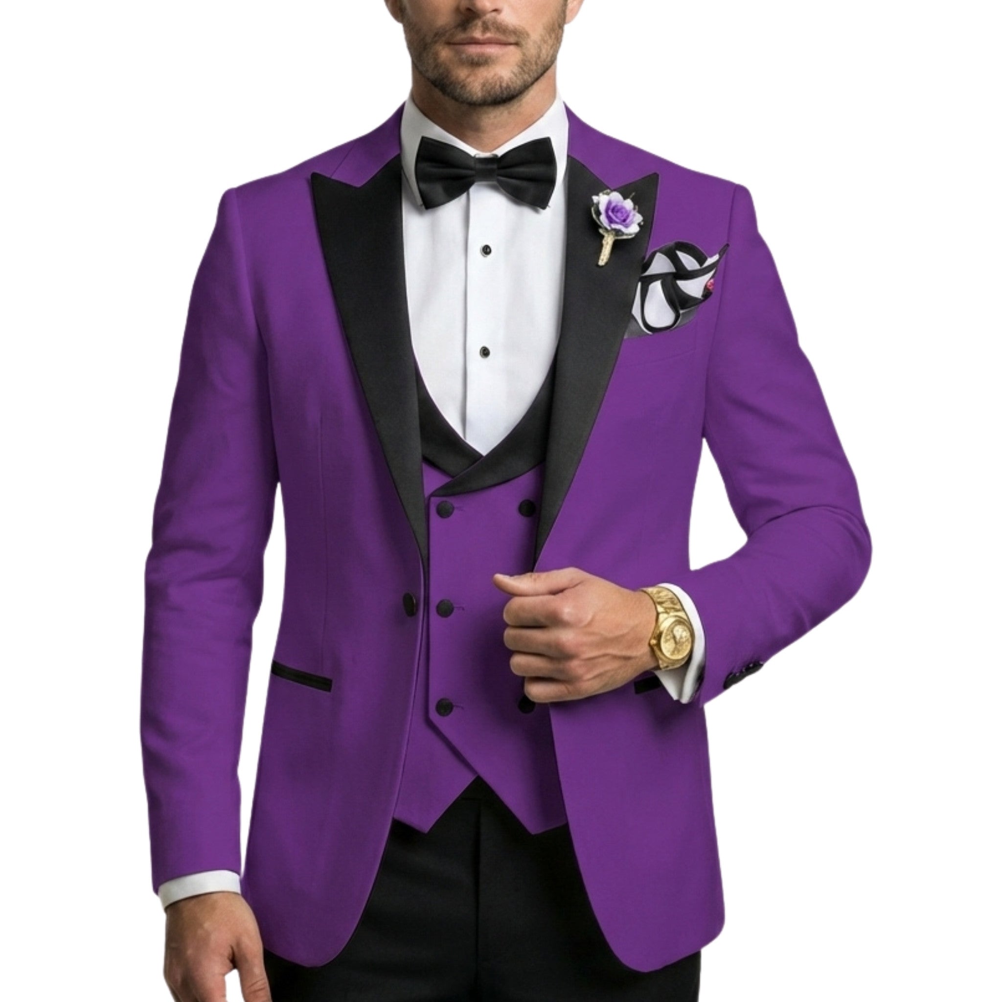 Men’s Tailored Single Breasted Suit Set – One Button Three Piece