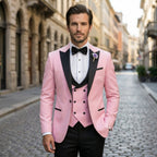 Men’s Tailored Single Breasted Suit Set – One Button Three Piece