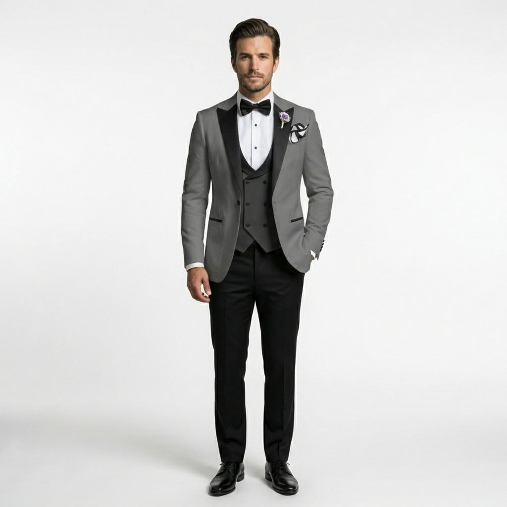 Men’s Tailored Single Breasted Suit Set – One Button Three Piece