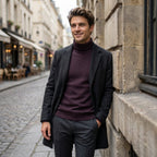Men’s Turtleneck Knit Sweater – Slim Fit Ribbed Long Sleeve