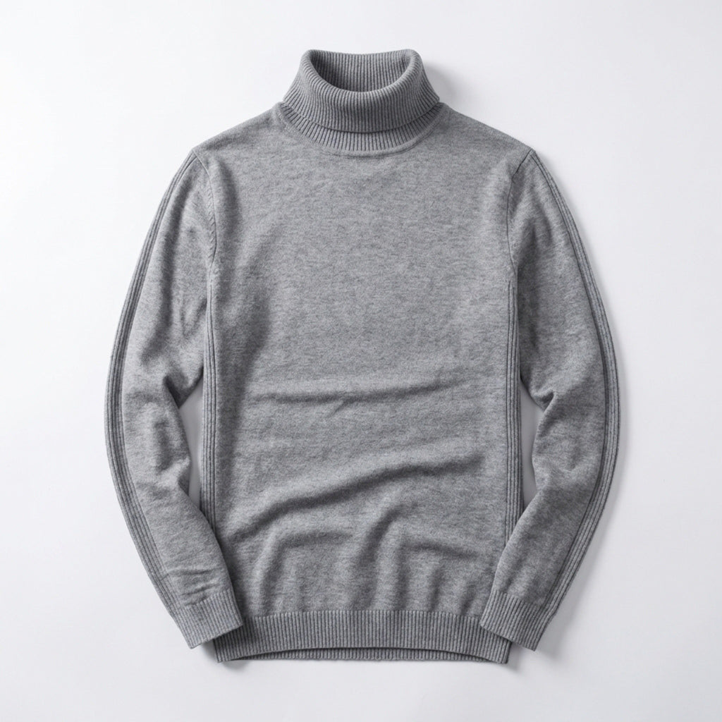 Men’s Turtleneck Knit Sweater – Slim Fit Ribbed Long Sleeve