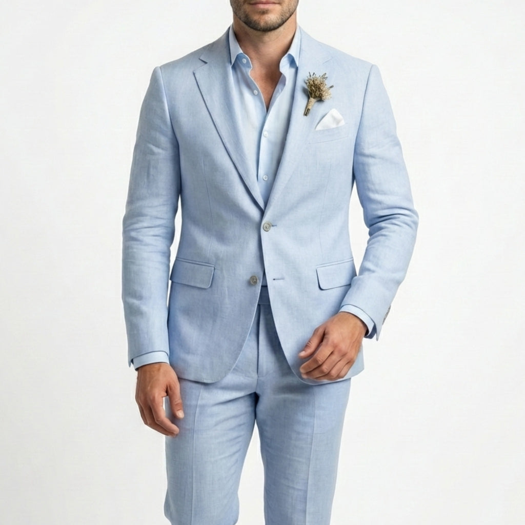 Men’s Tailored Single Breasted Suit Set – Linen Blend