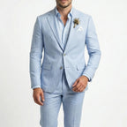 Men’s Tailored Single Breasted Suit Set – Linen Blend