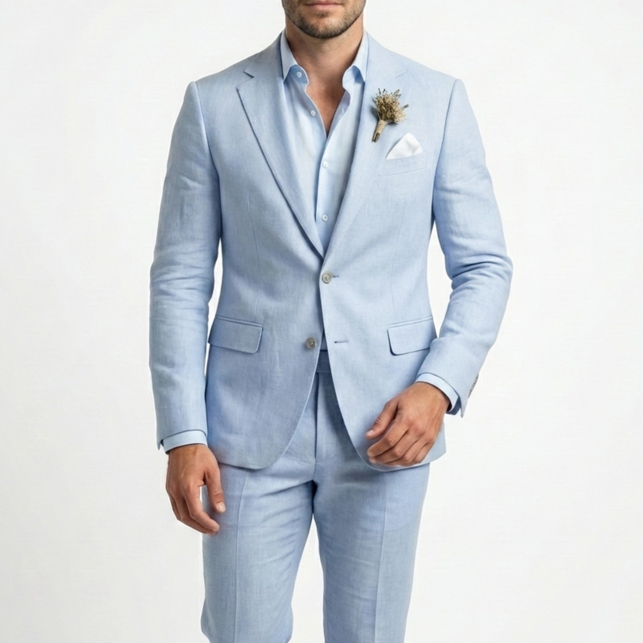 Men’s Tailored Single Breasted Suit Set – Linen Blend