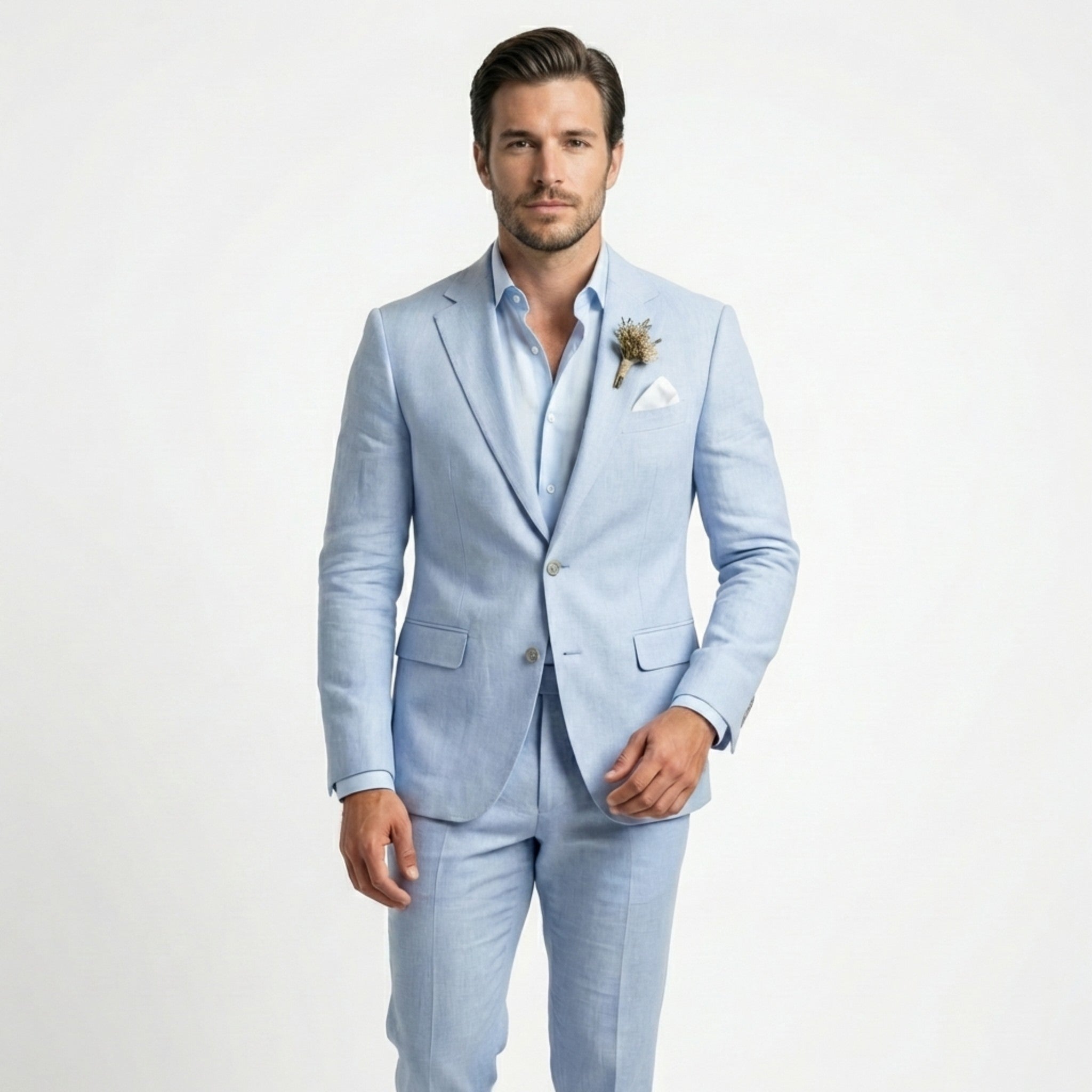 Men’s Tailored Single Breasted Suit Set – Linen Blend