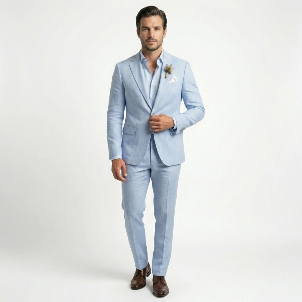 Men’s Tailored Single Breasted Suit Set – Linen Blend