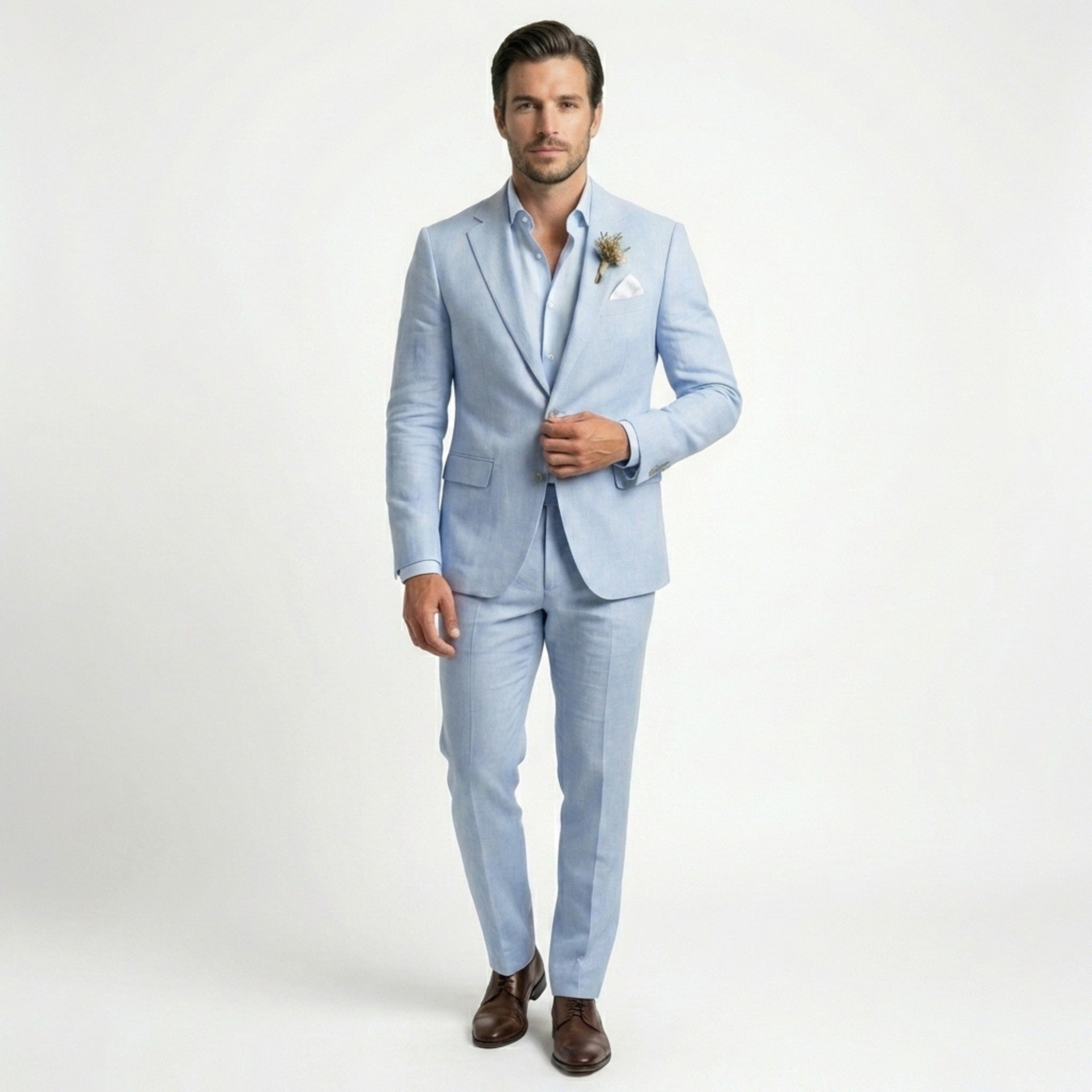 Men’s Tailored Single Breasted Suit Set – Linen Blend