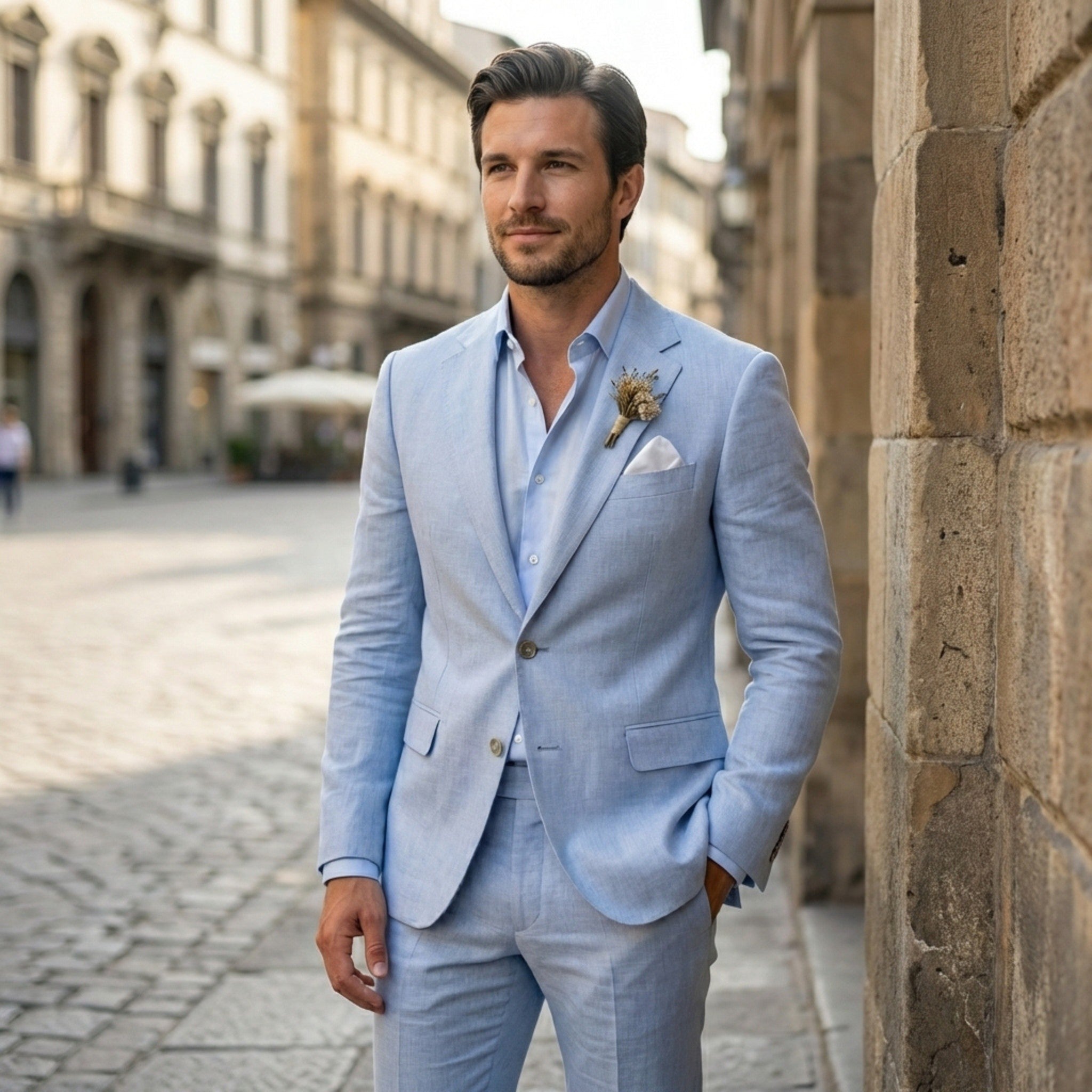 Men’s Tailored Single Breasted Suit Set – Linen Blend