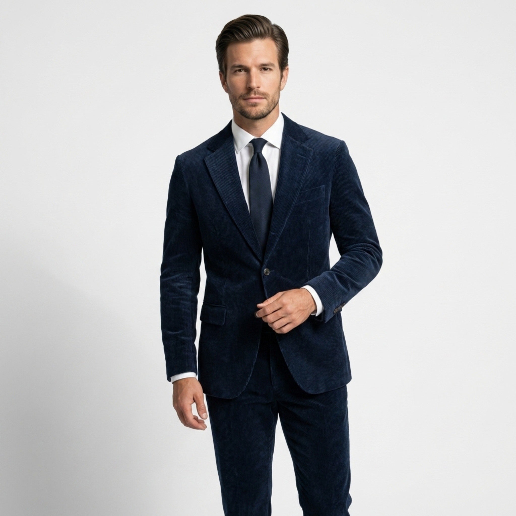 Men’s Tailored Single Breasted Suit Set – Two Button Corduroy