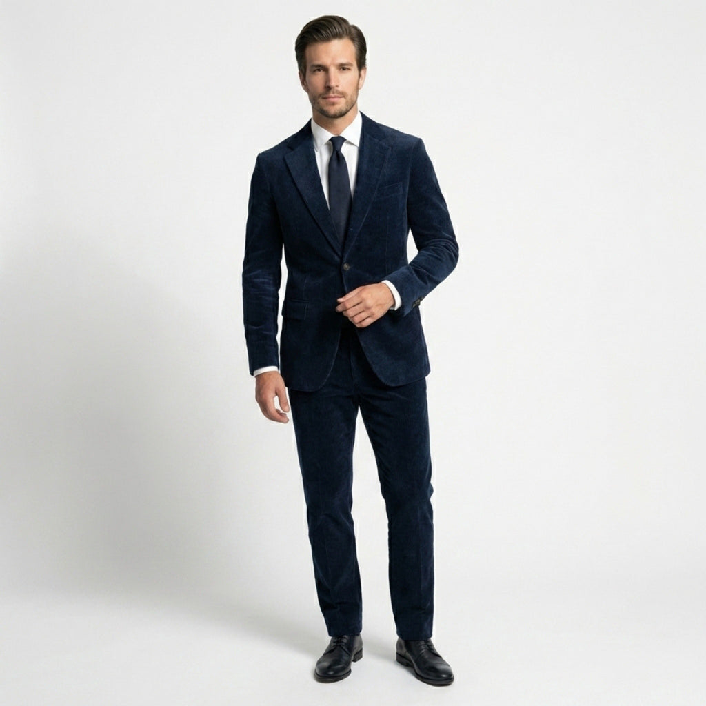 Men’s Tailored Single Breasted Suit Set – Two Button Corduroy