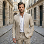 Men’s Tailored Single Breasted Suit Set – Linen Look