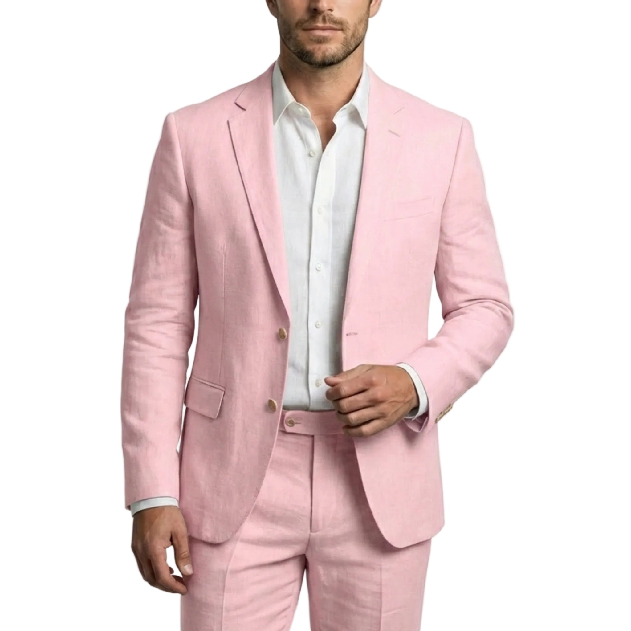 Men’s Tailored Single Breasted Suit Set – Linen Look