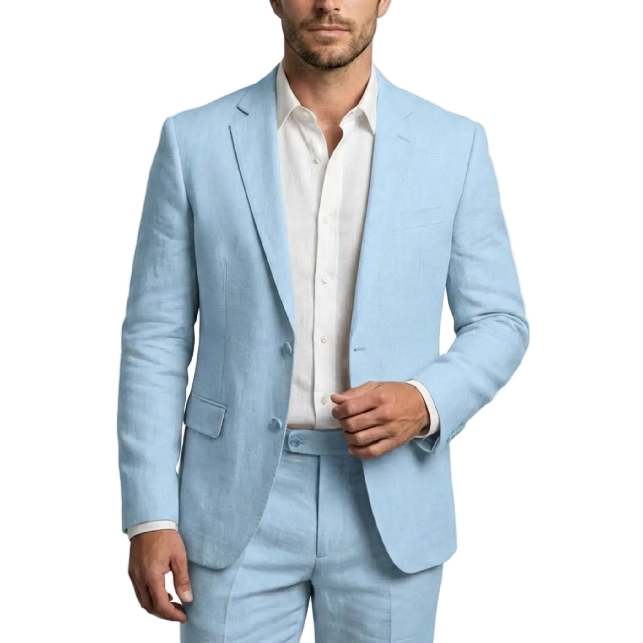 Men’s Tailored Single Breasted Suit Set – Linen Look