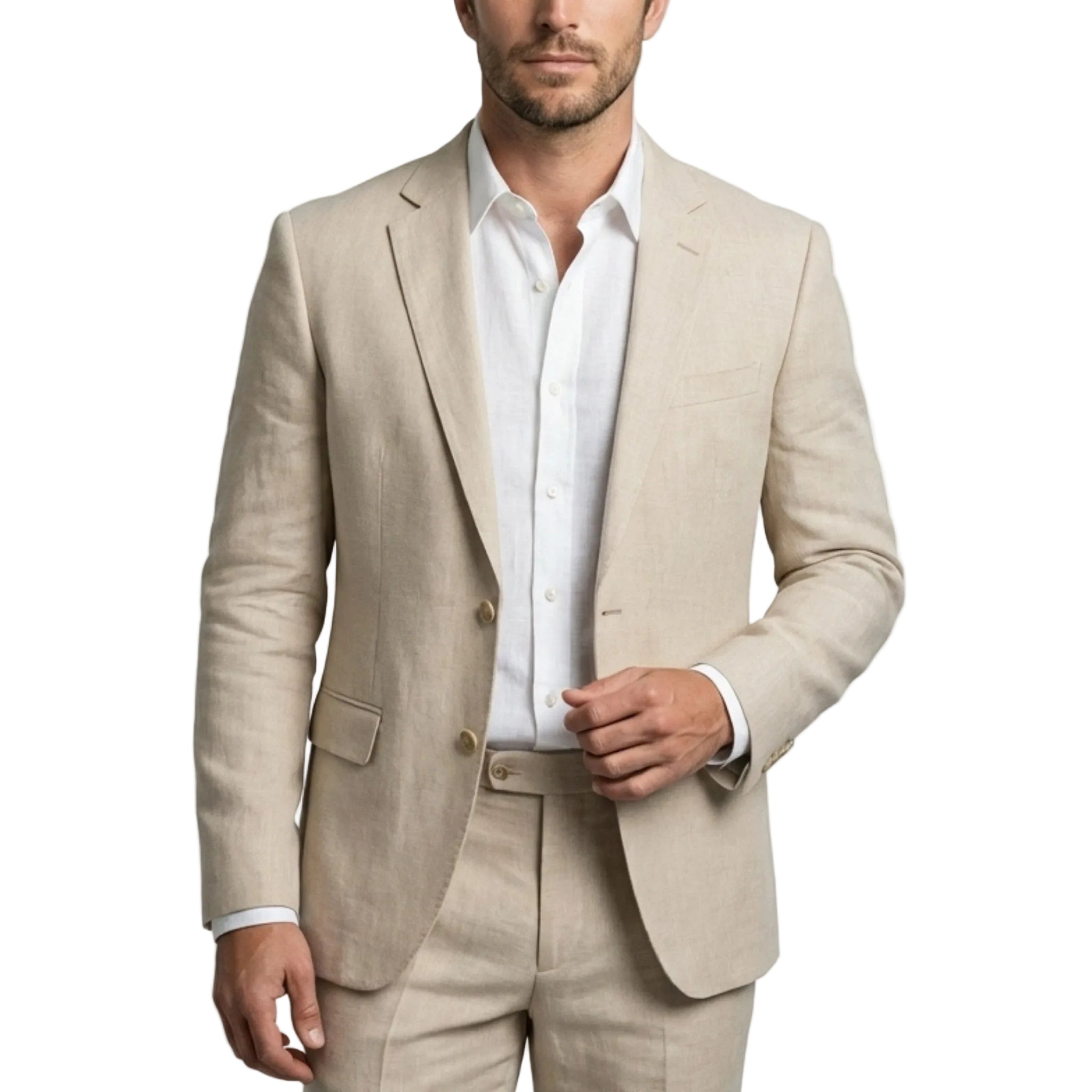 Men’s Tailored Single Breasted Suit Set – Linen Look